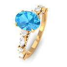 2 CT Oval Cut Swiss Blue Topaz Solitaire Engagement Ring with Moissanite Swiss Blue Topaz - ( AAA ) - Quality - Rosec Jewels