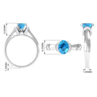 1.25 CT Oval Swiss Blue Topaz Solitaire Ring with Collar Diamond Swiss Blue Topaz - ( AAA ) - Quality - Rosec Jewels