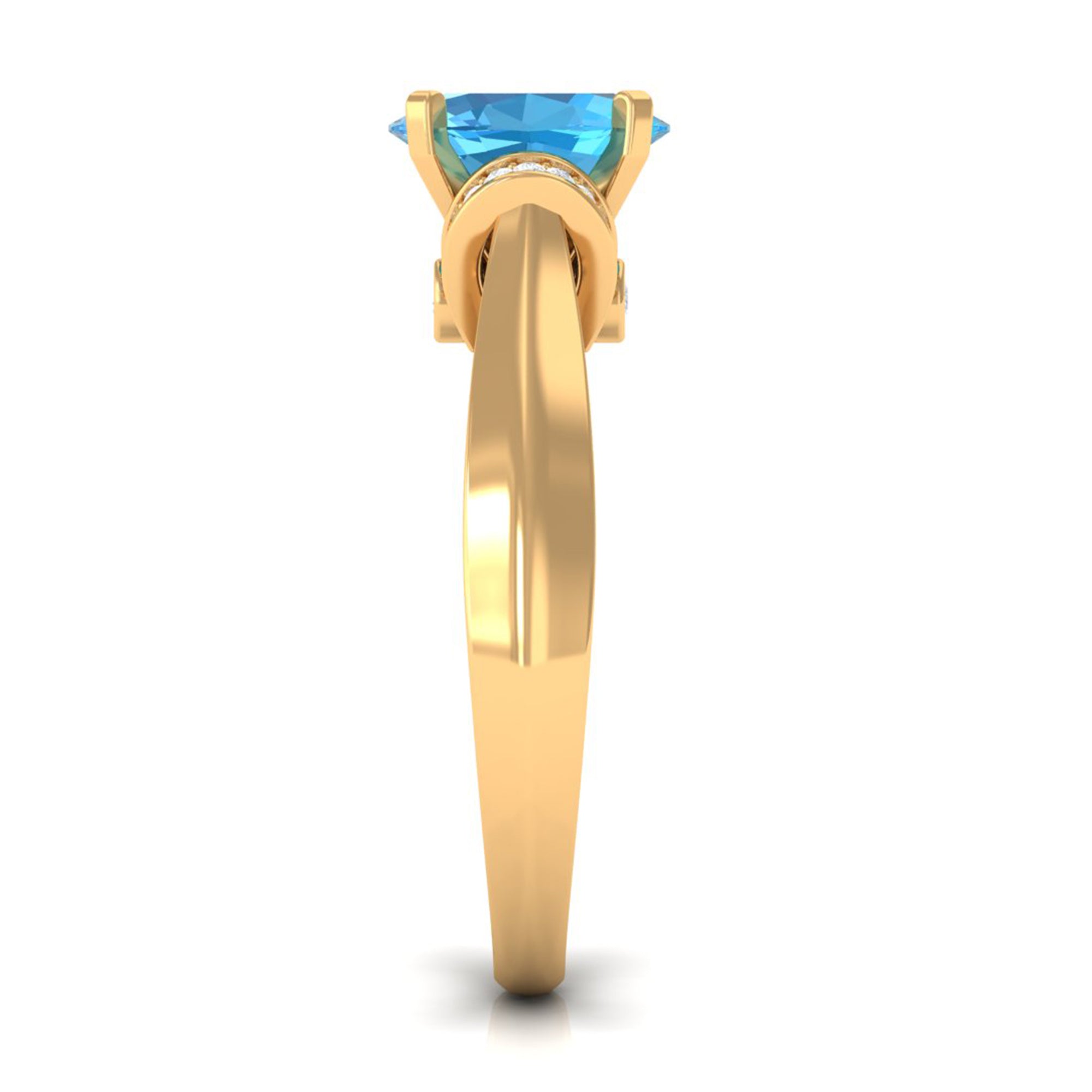 1.25 CT Oval Swiss Blue Topaz Solitaire Ring with Collar Diamond Swiss Blue Topaz - ( AAA ) - Quality - Rosec Jewels