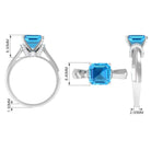 3.25 CT Asscher Cut Swiss Blue Topaz Solitaire Ring with Collar Diamond Swiss Blue Topaz - ( AAA ) - Quality - Rosec Jewels