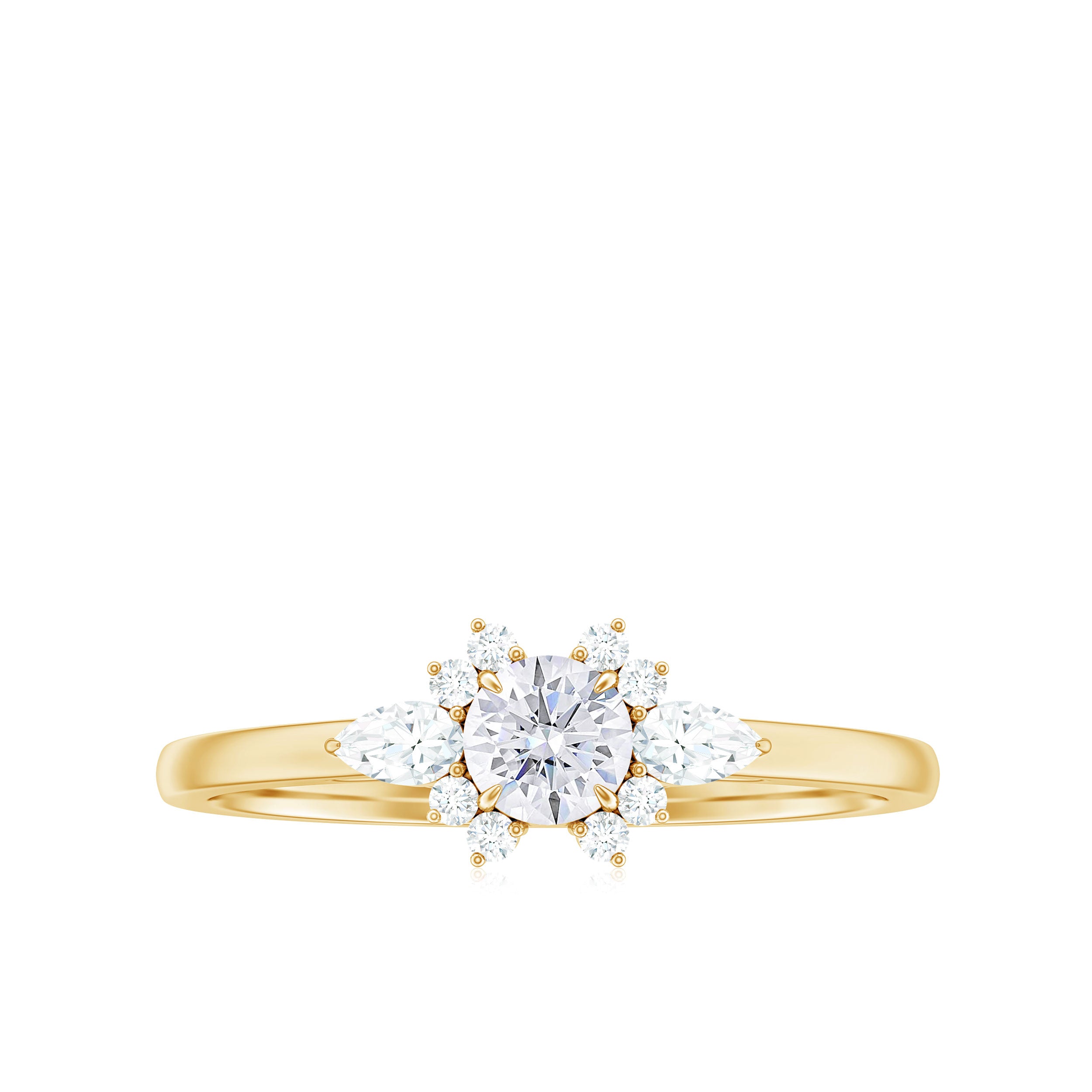 1/2 CT Real Diamond Promise Ring with Accent Diamond - ( HI-SI ) - Color and Clarity - Rosec Jewels