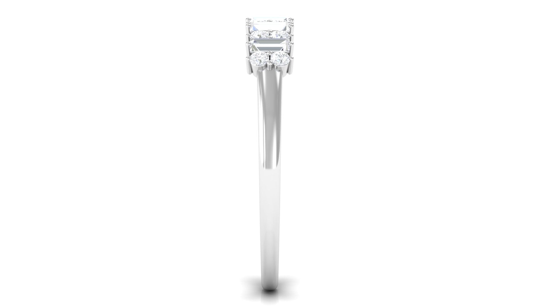 3/4 CT Baguette and Round Cut Diamond Minimal Ring Diamond - ( HI-SI ) - Color and Clarity - Rosec Jewels