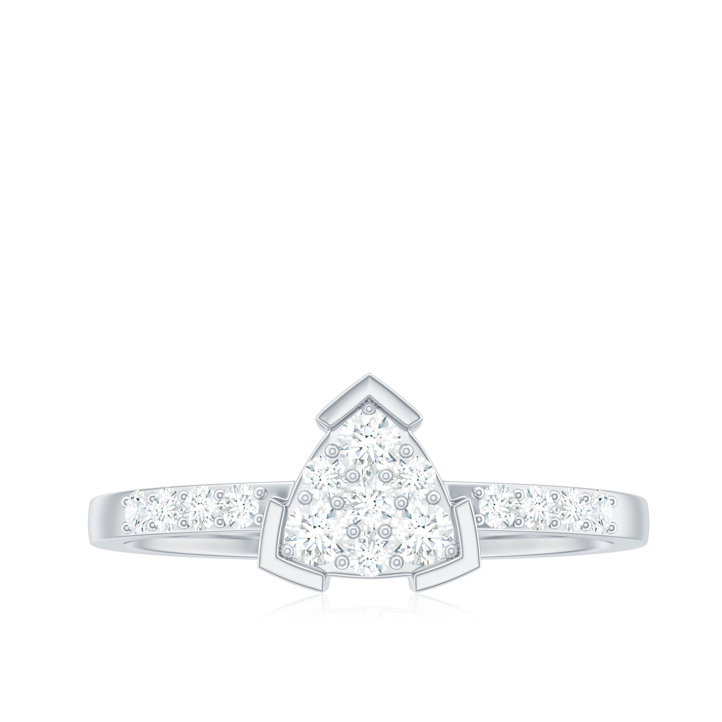 1/2 CT Round Diamond Triangular Engagement Ring Diamond - ( HI-SI ) - Color and Clarity - Rosec Jewels