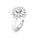 1 CT Diamond Cocktail Flower Engagement Ring Diamond - ( HI-SI ) - Color and Clarity - Rosec Jewels