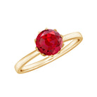 Round Lab-Created Ruby Solitaire Ring in Lotus Basket Setting Lab Created Ruby - ( AAAA ) - Quality - Rosec Jewels