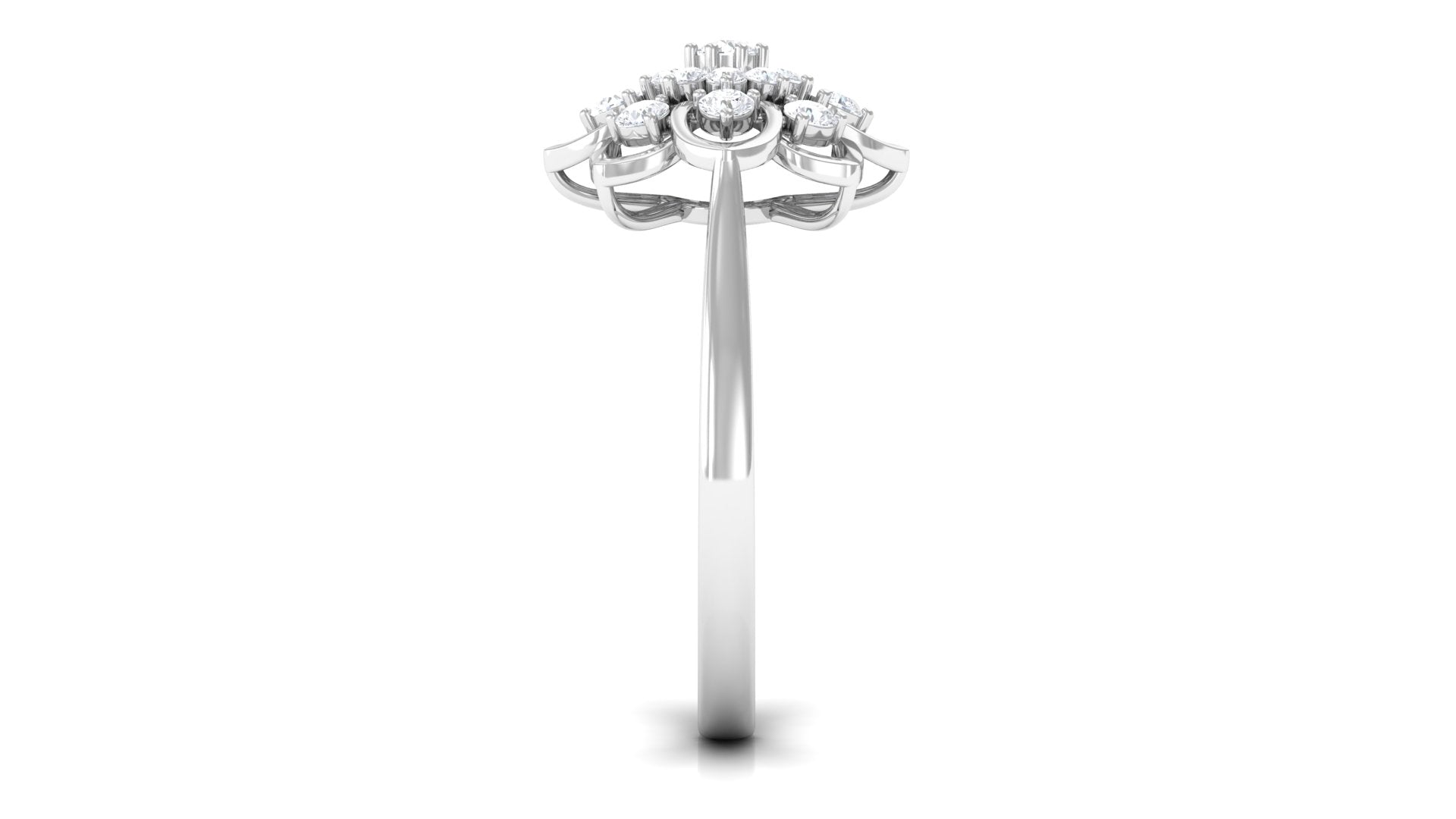 Natural Diamond Flower Cocktail Ring Diamond - ( HI-SI ) - Color and Clarity - Rosec Jewels