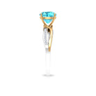 1.50 CT Two Tone Cushion Cut Swiss Blue Topaz Solitaire with Diamond Split Shank Ring Swiss Blue Topaz - ( AAA ) - Quality - Rosec Jewels