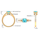 1.50 CT Split Shank Swiss Blue Topaz Solitaire with Diamond Side Stone Ring Swiss Blue Topaz - ( AAA ) - Quality - Rosec Jewels