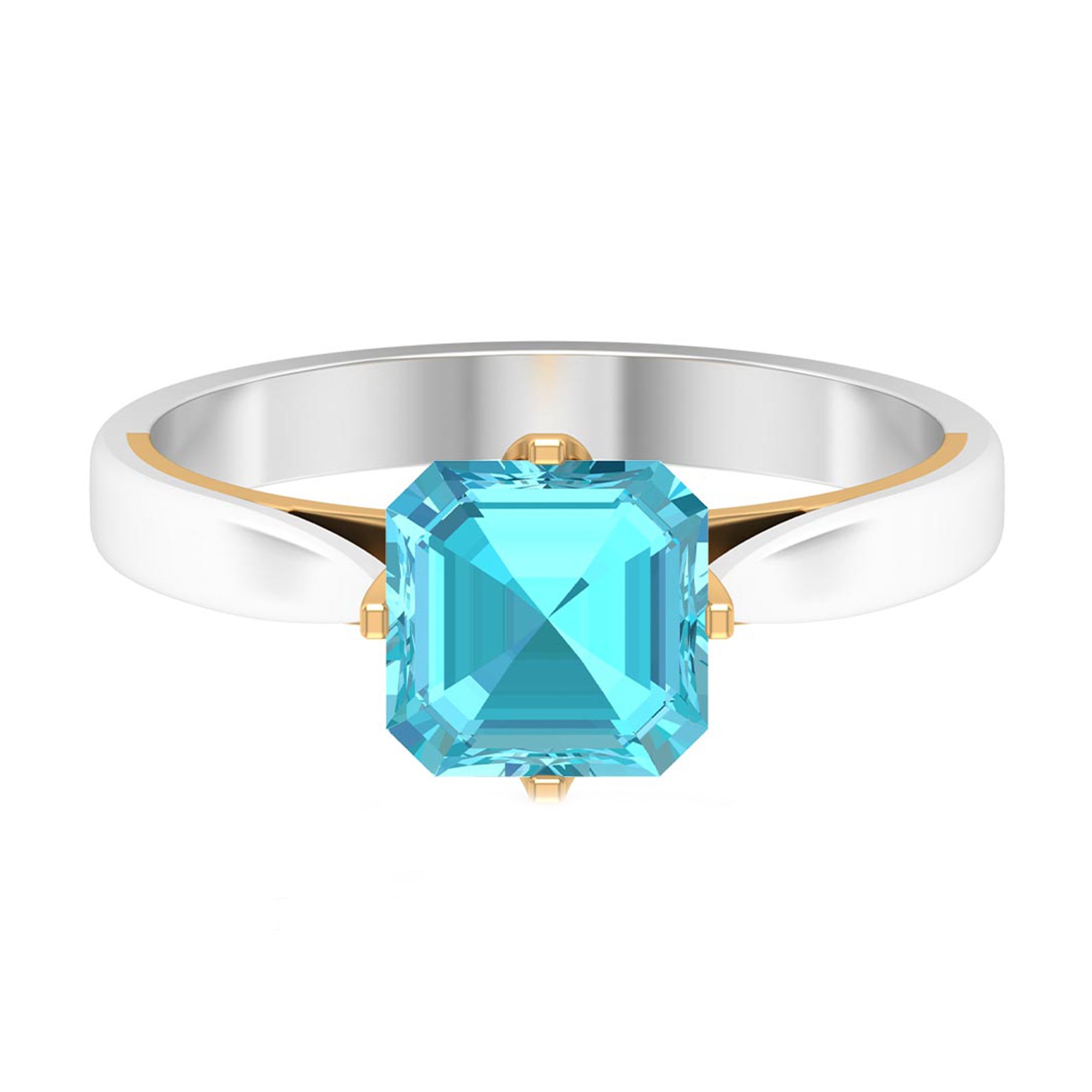 Stunning Asscher Cut Swiss Blue Topaz Solitaire Ring Swiss Blue Topaz - ( AAA ) - Quality - Rosec Jewels