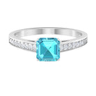 1.75 CT Swiss Blue Topaz Solitaire Ring with Diamond Side Stones Swiss Blue Topaz - ( AAA ) - Quality - Rosec Jewels