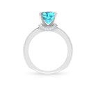 2.50 CT Swiss Blue Topaz Milgrain Solitaire Ring with Diamond Accents Swiss Blue Topaz - ( AAA ) - Quality - Rosec Jewels