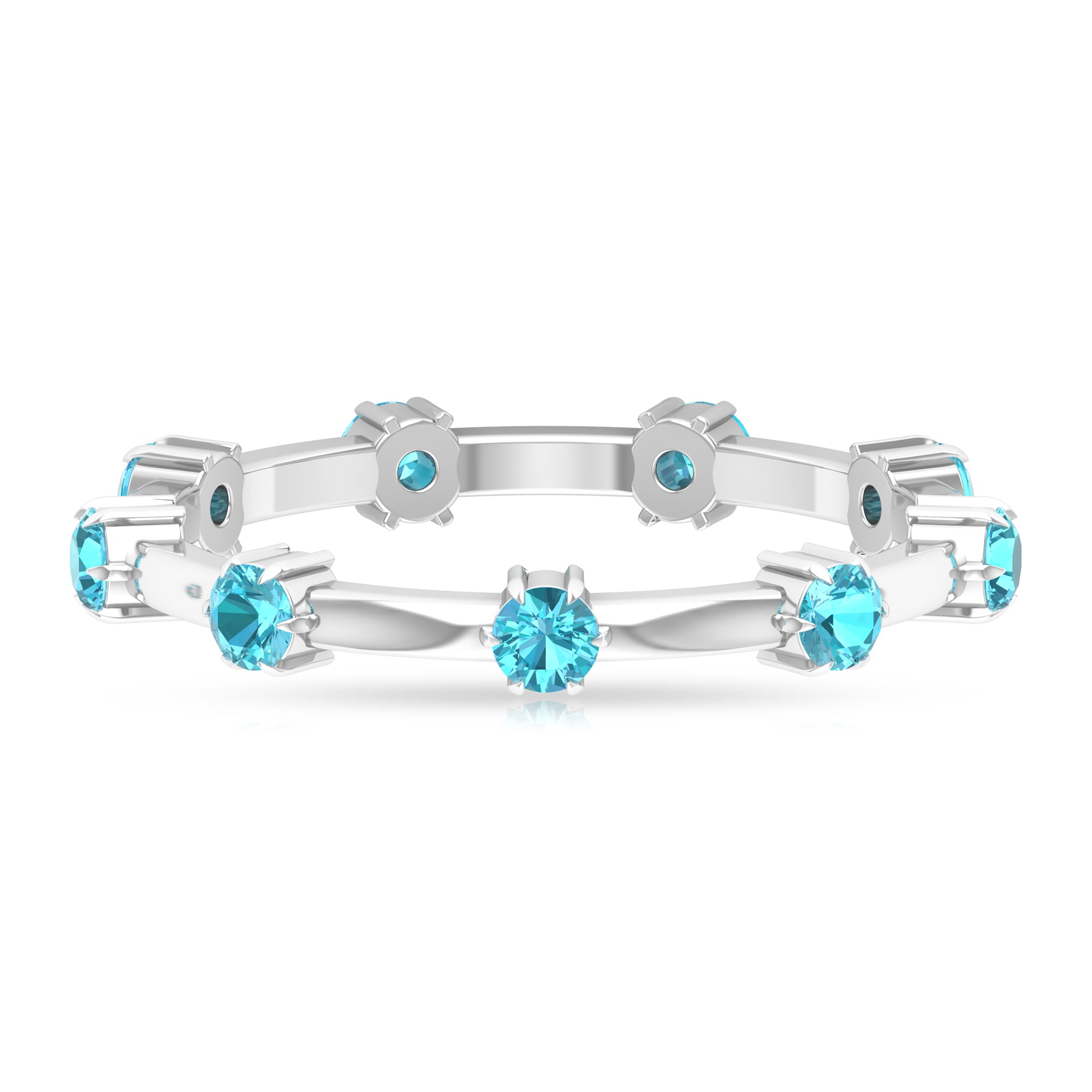 3/4 CT Claw Set Swiss Blue Topaz Stackable Ring Swiss Blue Topaz - ( AAA ) - Quality - Rosec Jewels