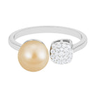 Golden South Sea Pearl and Diamond Cuff Engagement Ring South Sea Pearl - ( AAA ) - Quality - Rosec Jewels