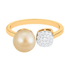 Golden South Sea Pearl and Diamond Cuff Engagement Ring South Sea Pearl - ( AAA ) - Quality - Rosec Jewels