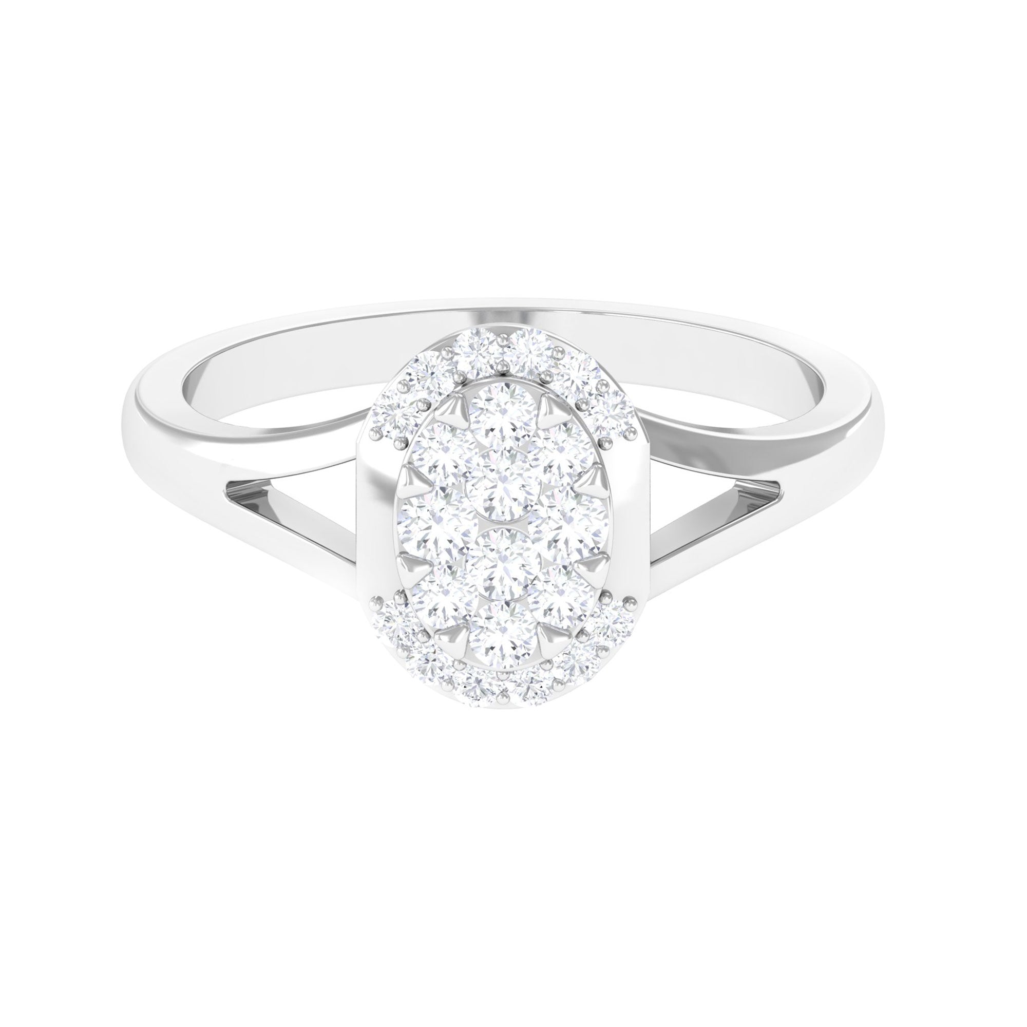 1/2 CT Split Shank Illusion Set Diamond Classic Engagement Ring Diamond - ( HI-SI ) - Color and Clarity - Rosec Jewels