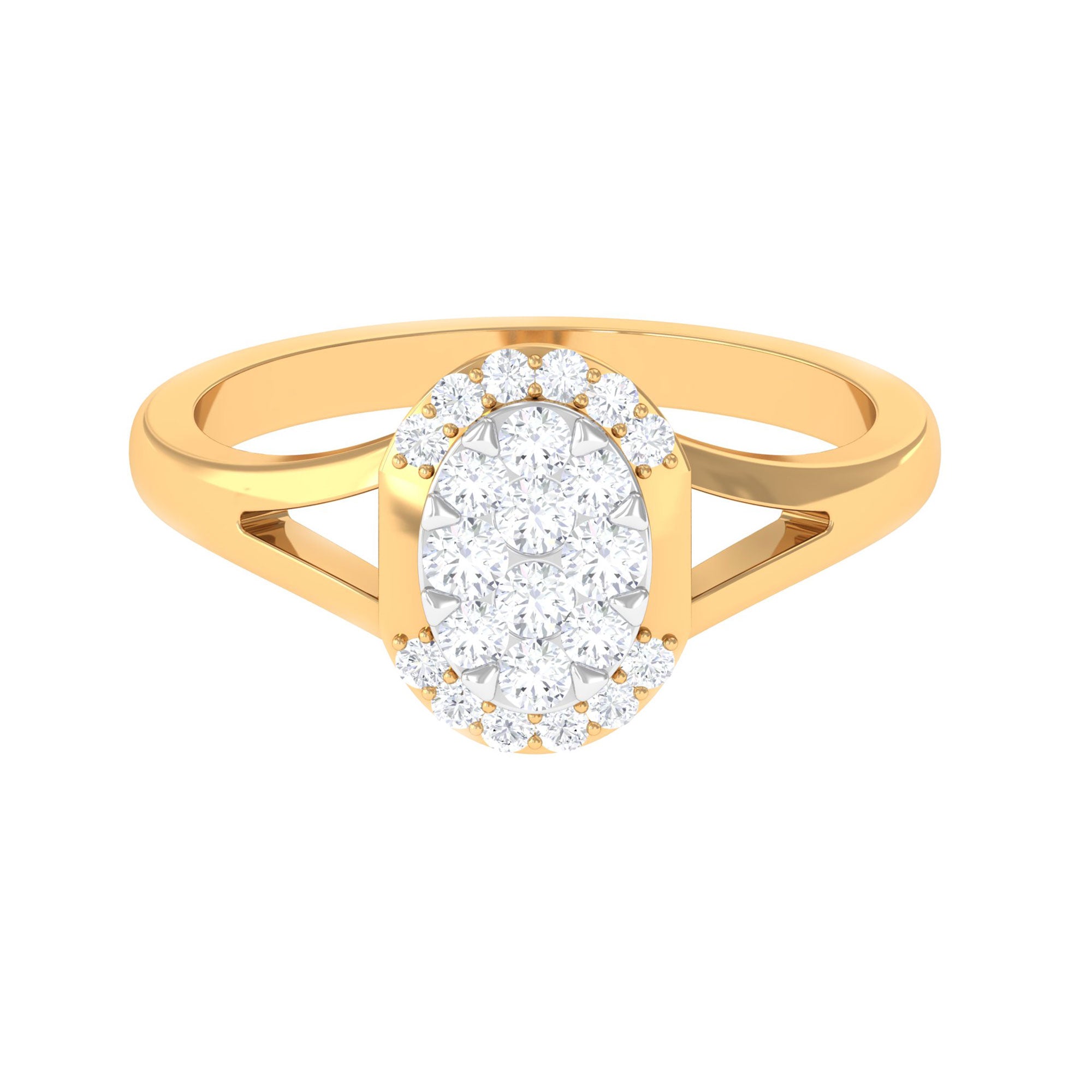 1/2 CT Split Shank Illusion Set Diamond Classic Engagement Ring Diamond - ( HI-SI ) - Color and Clarity - Rosec Jewels