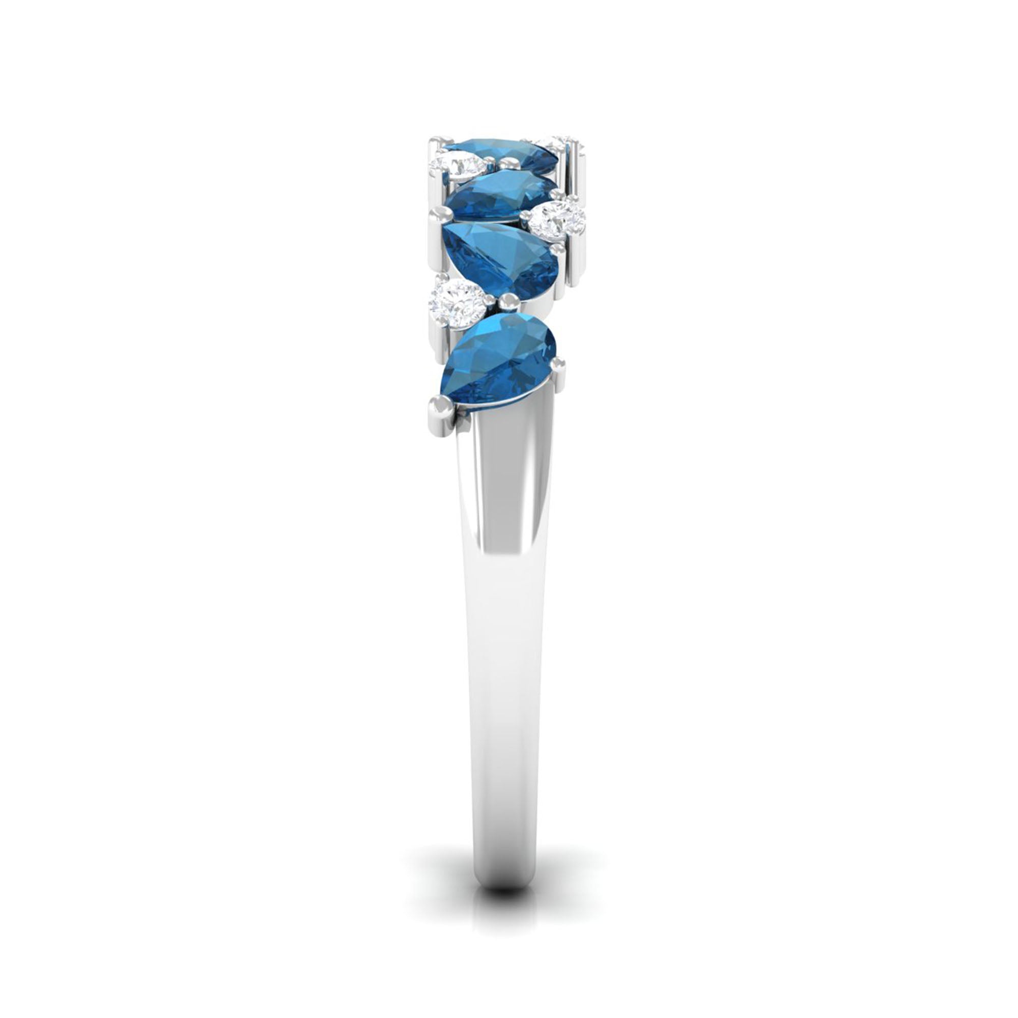 London Blue Topaz and Moissanite Half Eternity Ring London Blue Topaz - ( AAA ) - Quality - Rosec Jewels