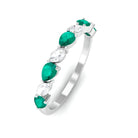 Emerald and Moissanite Half Eternity Ring in Prong Setting Emerald - ( AAA ) - Quality - Rosec Jewels