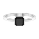 6 MM Asscher Cut Black Onyx Solitaire Ring for Women in Claw Setting with Gold Shank Black Onyx - ( AAA ) - Quality - Rosec Jewels