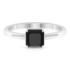 6 MM Asscher Cut Black Onyx Solitaire Ring for Women in Claw Setting with Gold Shank Black Onyx - ( AAA ) - Quality - Rosec Jewels