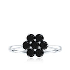 Natural Black Onyx Flower Cluster Ring in Prong Setting Black Onyx - ( AAA ) - Quality - Rosec Jewels