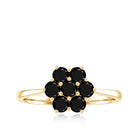 Natural Black Onyx Flower Cluster Ring in Prong Setting Black Onyx - ( AAA ) - Quality - Rosec Jewels