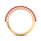 1 CT Round Shape Lab Grown Ruby and Diamond Semi Eternity Ring Lab Created Ruby - ( AAAA ) - Quality - Rosec Jewels