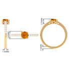 1 CT Citrine Solitaire Promise Ring with Diamond Side Stones Citrine - ( AAA ) - Quality - Rosec Jewels