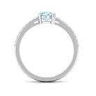 1 Ct Designer Aquamarine Solitaire Promise Ring with Diamond Aquamarine - ( AAA ) - Quality - Rosec Jewels