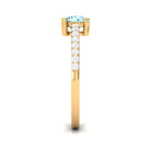 1 Ct Designer Aquamarine Solitaire Promise Ring with Diamond Aquamarine - ( AAA ) - Quality - Rosec Jewels