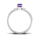 Octagon Amethyst Solitaire Ring Set of 3 with Moissanite Amethyst - ( AAA ) - Quality - Rosec Jewels