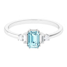 3/4 CT Aquamarine Solitaire Engagement Ring with Diamond Aquamarine - ( AAA ) - Quality - Rosec Jewels