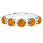 1.50 CT Elegant Citrine Half Eternity Ring with Diamond Stones Citrine - ( AAA ) - Quality - Rosec Jewels