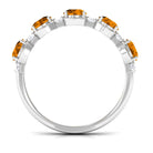 1.50 CT Elegant Citrine Half Eternity Ring with Diamond Stones Citrine - ( AAA ) - Quality - Rosec Jewels