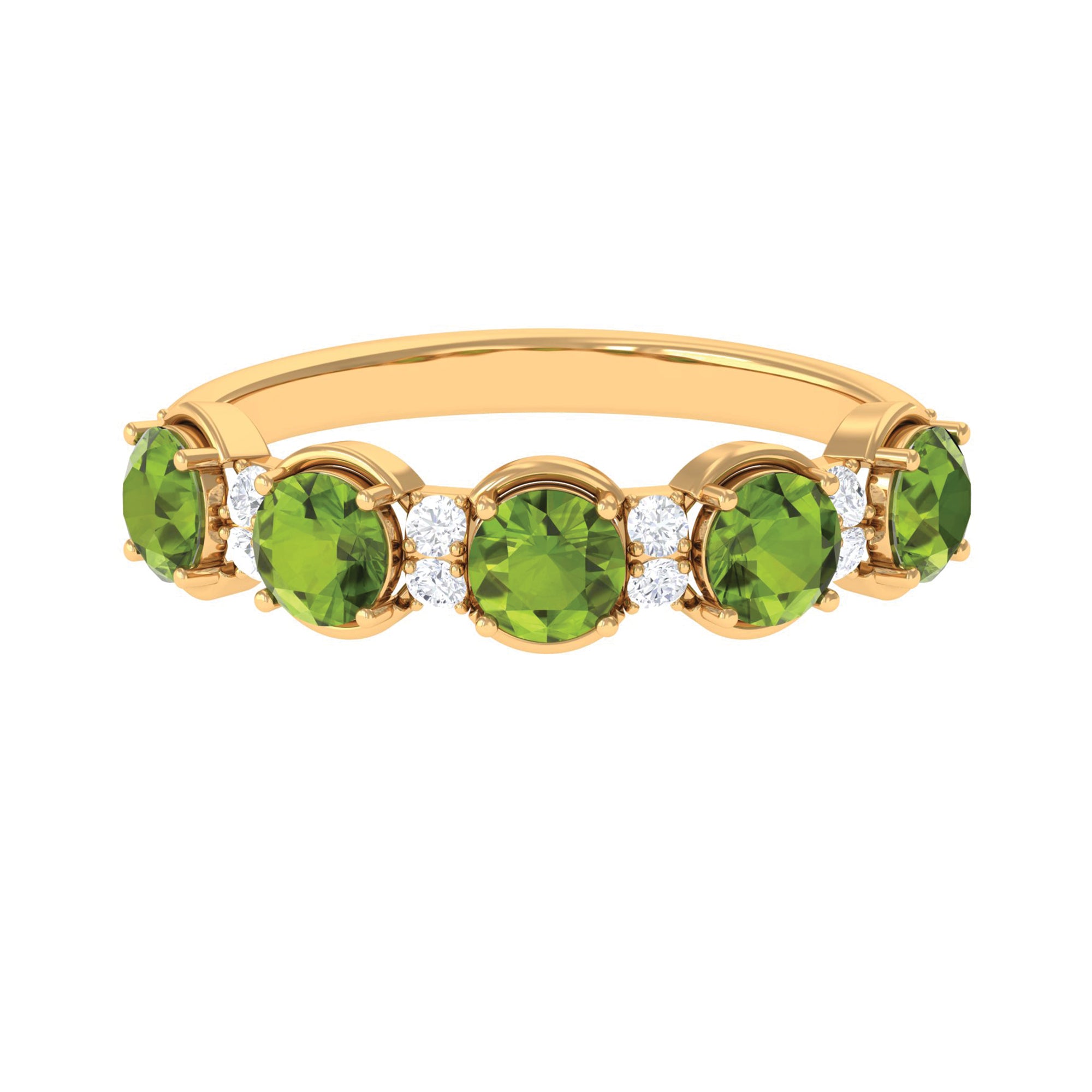 1.50 CT Peridot Half Eternity Ring in Prong Setting with Diamond Peridot - ( AAA ) - Quality - Rosec Jewels