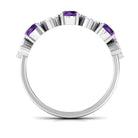 Amethyst and Diamond Heart Shape Alternate Eternity Ring Amethyst - ( AAA ) - Quality - Rosec Jewels