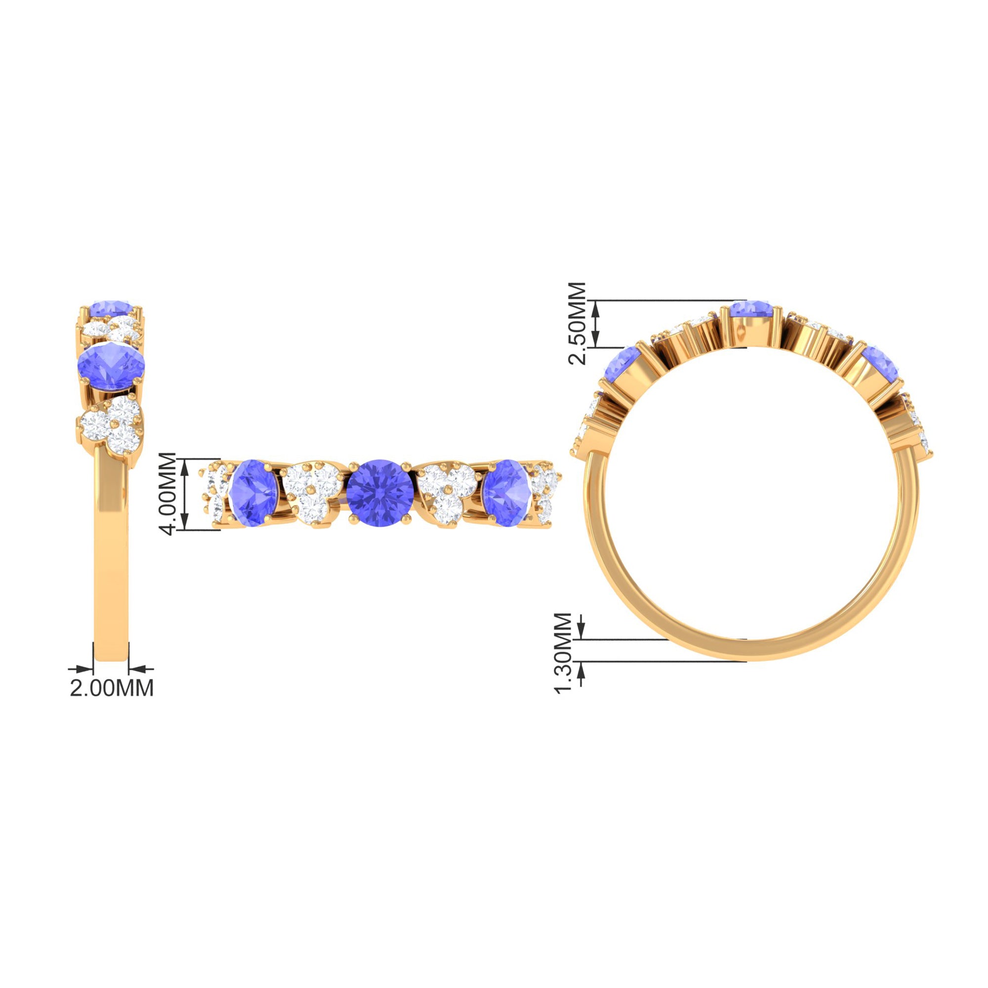 Natural Tanzanite Half Eternity Ring Tanzanite - ( AAA ) - Quality - Rosec Jewels