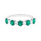 Genuine Emerald and Diamond Alternate Semi Eternity Ring Emerald - ( AAA ) - Quality - Rosec Jewels