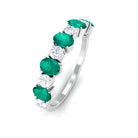 Genuine Emerald and Diamond Alternate Semi Eternity Ring Emerald - ( AAA ) - Quality - Rosec Jewels