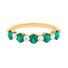 Genuine Emerald and Diamond Alternate Semi Eternity Ring Emerald - ( AAA ) - Quality - Rosec Jewels