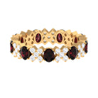 Real Garnet and Diamond Designer Eternity Band Ring Garnet - ( AAA ) - Quality - Rosec Jewels