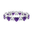 Amethyst and Diamond Heart Shape Eternity Ring Amethyst - ( AAA ) - Quality - Rosec Jewels