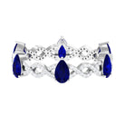 Blue Sapphire and Diamond Crossover Eternity Ring Blue Sapphire - ( AAA ) - Quality - Rosec Jewels