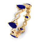 Blue Sapphire and Diamond Crossover Eternity Ring Blue Sapphire - ( AAA ) - Quality - Rosec Jewels