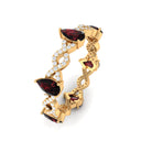 Garnet and Diamond Full Eternity Ring with Crossover Shank Garnet - ( AAA ) - Quality - Rosec Jewels