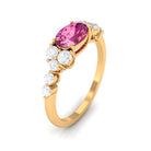 Pink Tourmaline Solitaire East West Ring with Diamond Side Stones Pink Tourmaline - ( AAA ) - Quality - Rosec Jewels