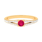 3/4 CT Minimal Ruby and Diamond Split Shank Promise Ring Ruby - ( AAA ) - Quality - Rosec Jewels