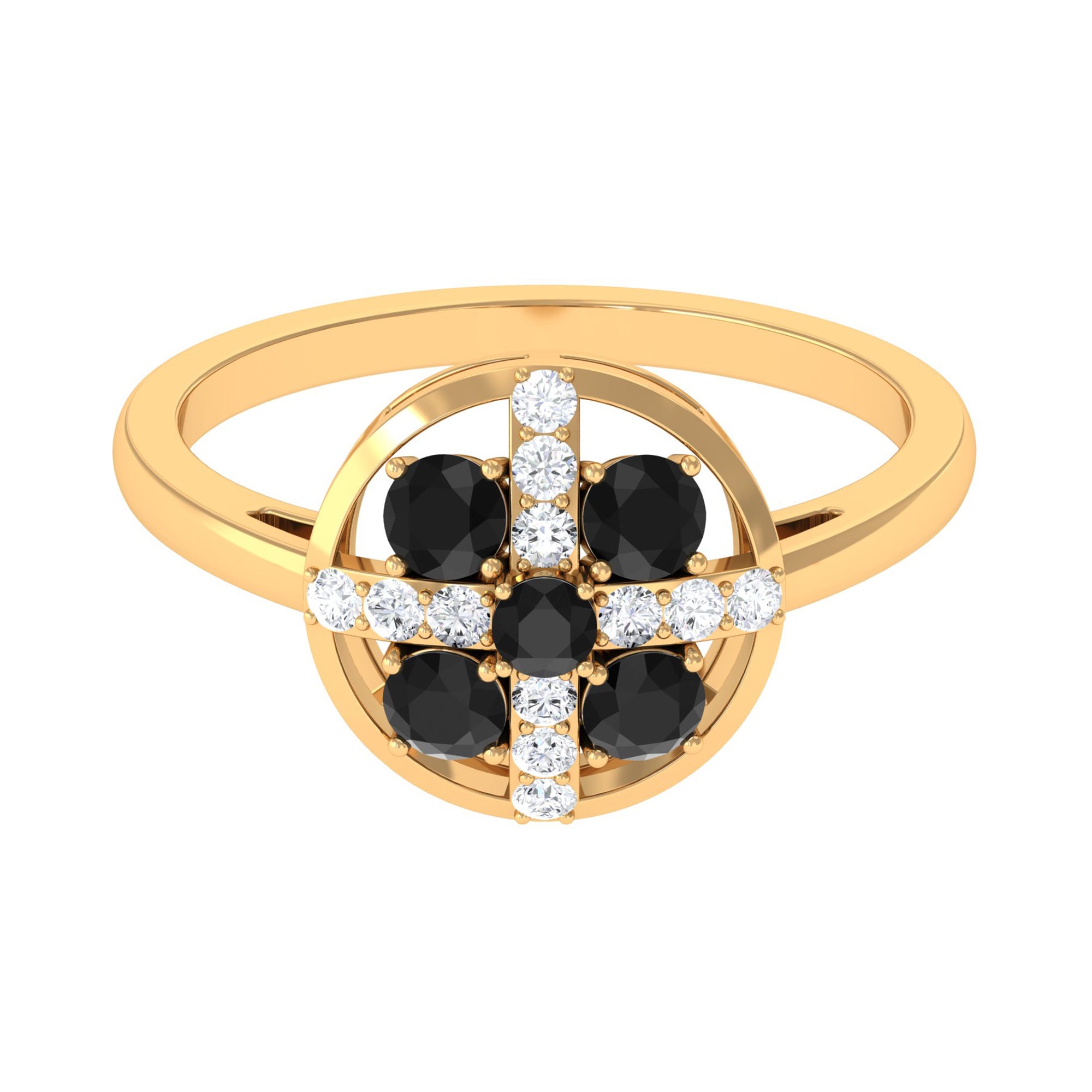 3/4 CT Black Spinel and Diamond Contemporary Ring Black Spinel - ( AAA ) - Quality - Rosec Jewels