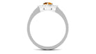 0.50 CT Round Shape Citrine Minimal Textured Ring with Diamond Citrine - ( AAA ) - Quality - Rosec Jewels