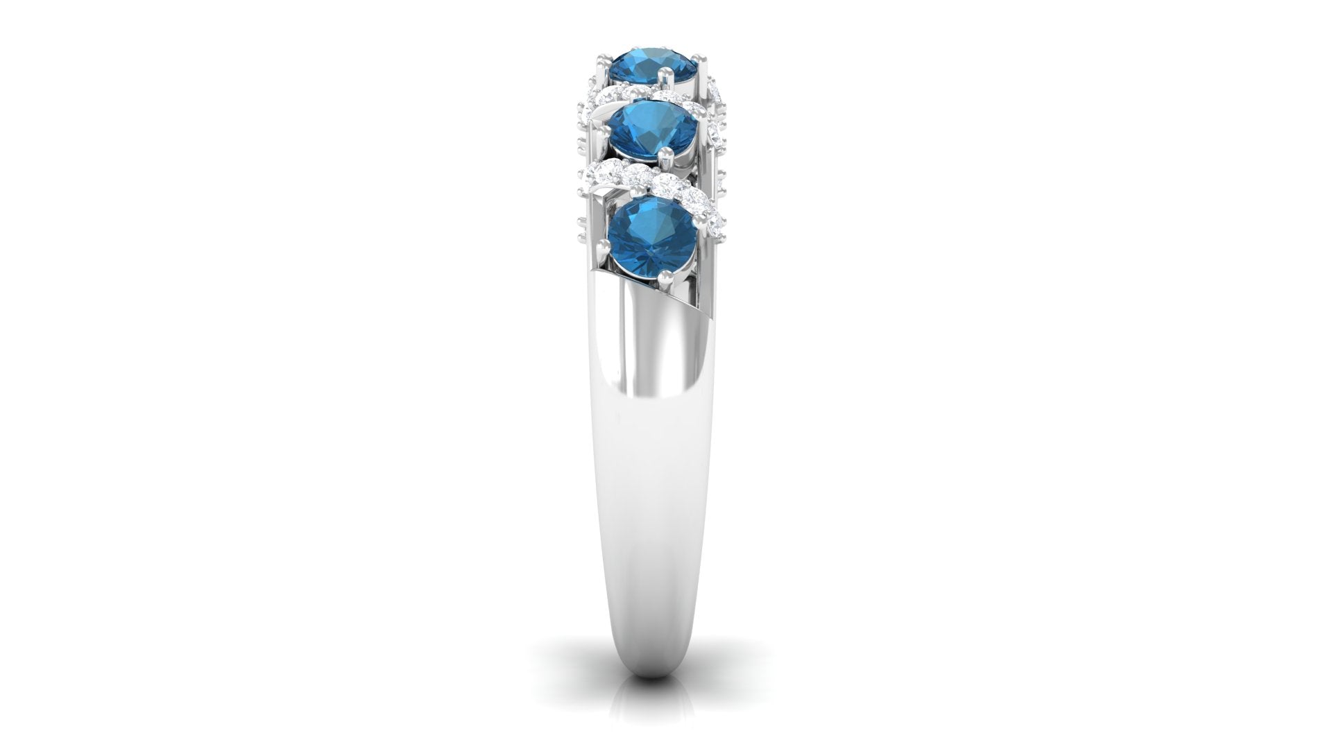 London Blue Topaz and Diamond Designer Anniversary Ring London Blue Topaz - ( AAA ) - Quality - Rosec Jewels